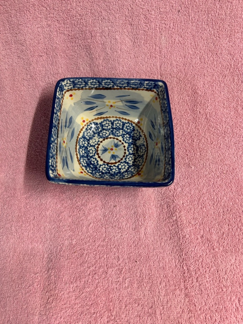 Temp-Tations Blue and Yellow Hand-Painted Square Baker
